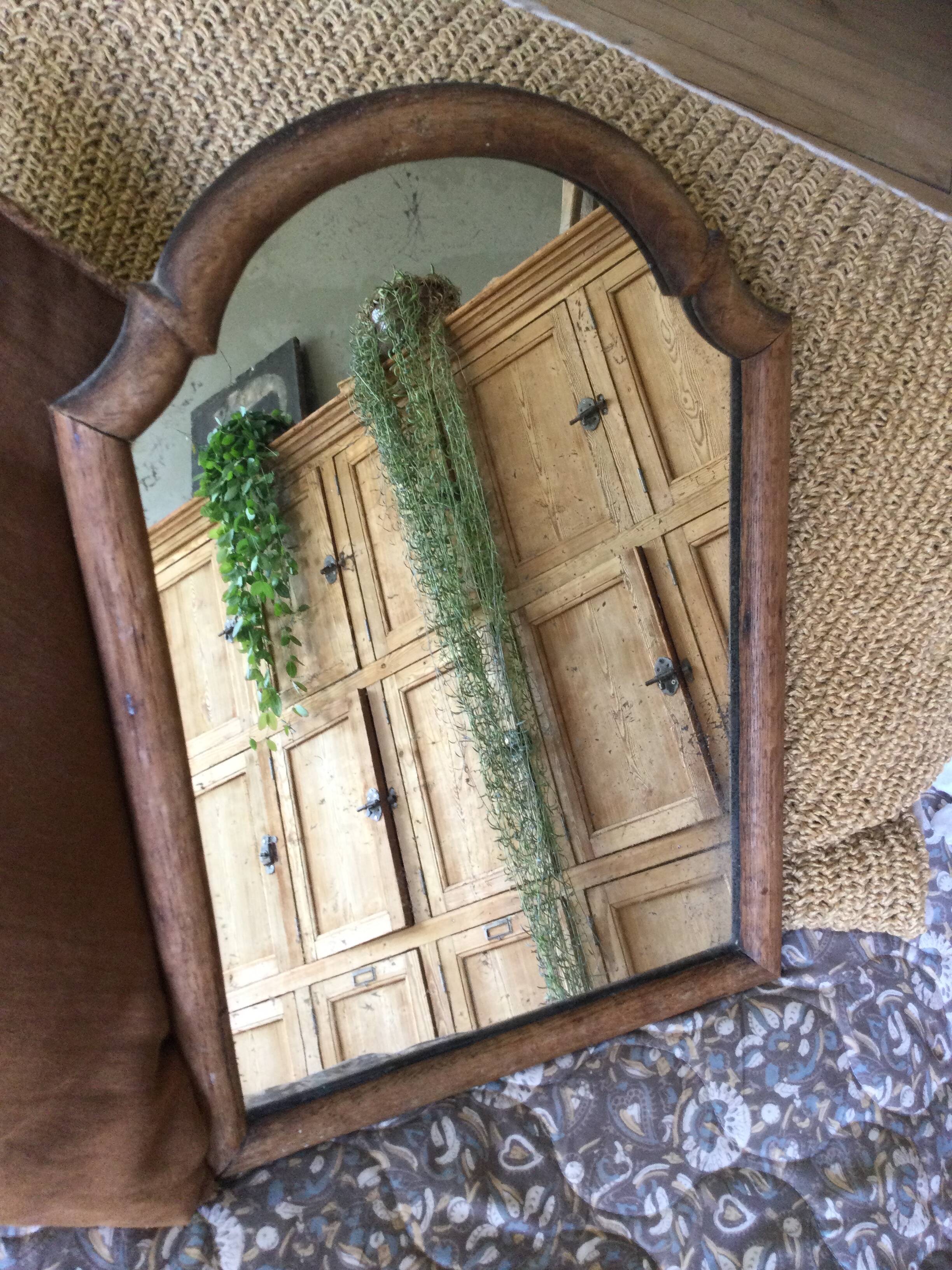 Antique tall round mirror