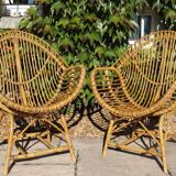 rattan and bamboo lounge set, Italy, 1960s, attributed to Franco Albini