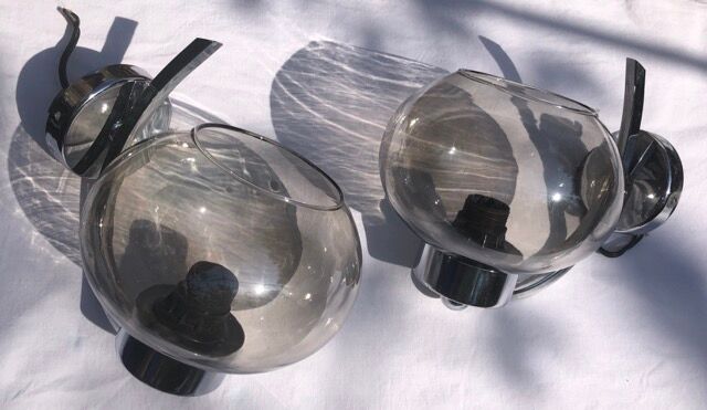 globe wall lamp, smoked glass