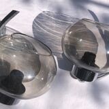 2 appliques globe, verre fumé