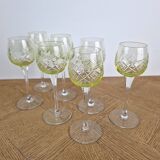 7 Antique chiseled crystal wine glasses from Ouraline