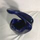 Old form Swan enameled ceramic Vase blue Decoration Vintage