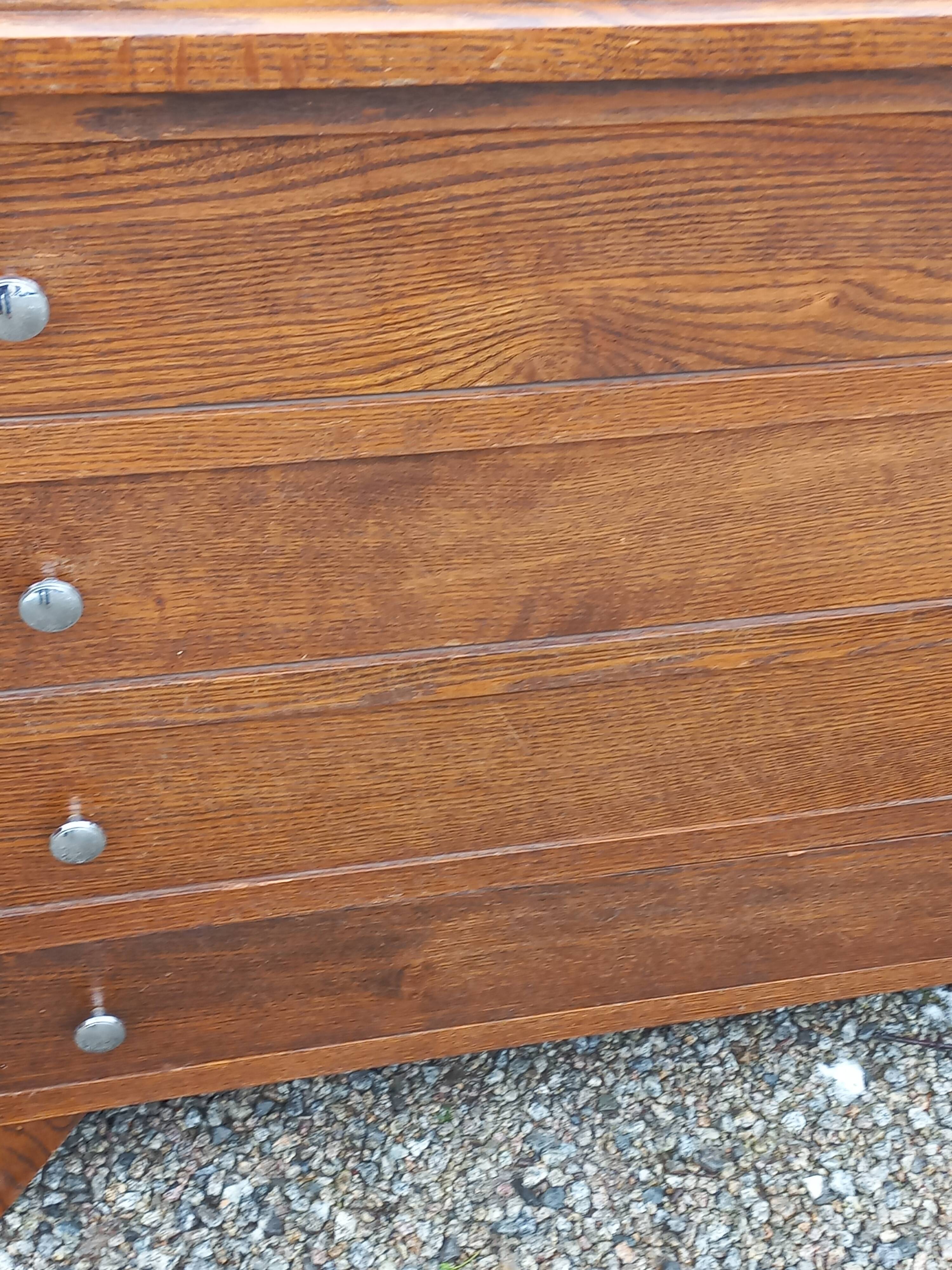 Vintage chest of drawers from the 50s in solid oak legs compass 4 drawers