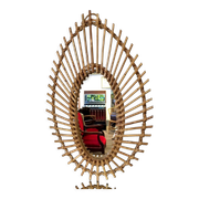 Oval shaped sun mirror in vintage rattan 1960/1970