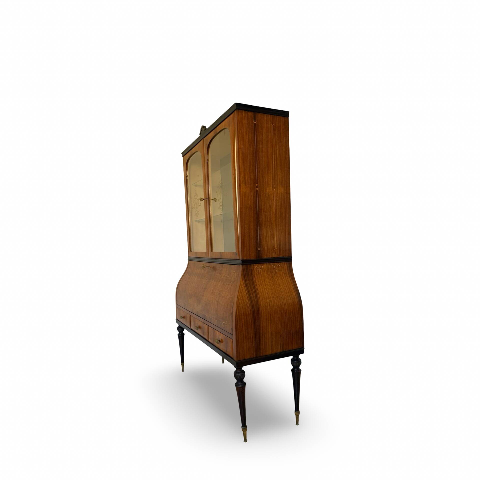 Secretary credenza in marquetry in the Italian Louis XV style from the mid-century, 1960.