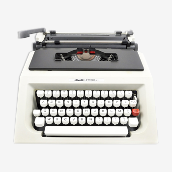 Typewriter, Olivetti Lettera 41 white and black vintage revised nine Ribbon