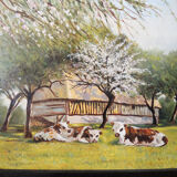 Oil on wood framed and signed Henri Merlet, 124x63 cm