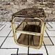 Brass coffee table with sliding top and smoked glass, 1970s vintage