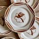 Set of 6 vintage flat plates in iron earth, Paradis de Badonvillier models