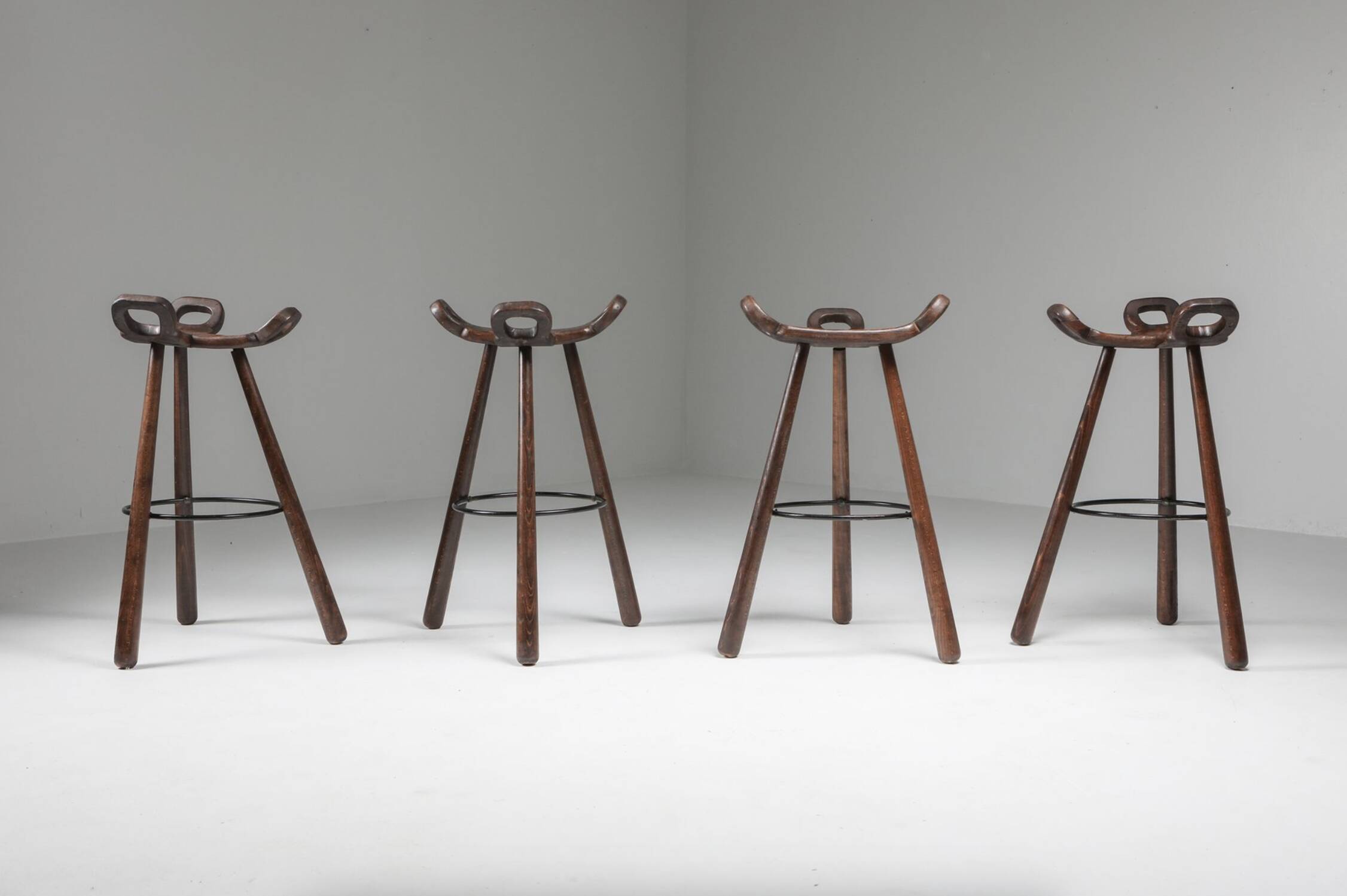 4 bar stools by Sergio Rodrigues, Brazilian design, circa 1970