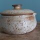 Covered stoneware fondue pot/tureen from Puisaye, signed Jean-Pierre Prud’homme