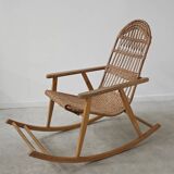 Rocking chair made of wood and wicker by ULUV from Czechoslovakia 1970
