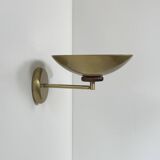 Vintage adjustable wall light, brass and wood, France 1970.