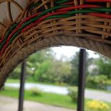 Vintage flower rattan mirror