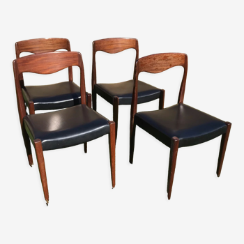 Lot de 4 chaises scandinaves en teck