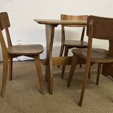 Ensemble table et 4 chaises en bois vintage
