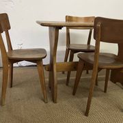 Vintage wooden table and 4 chairs set