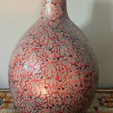 Large ceramic art vase with signed enamel interlacing