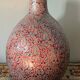 Large ceramic art vase with signed enamel interlacing