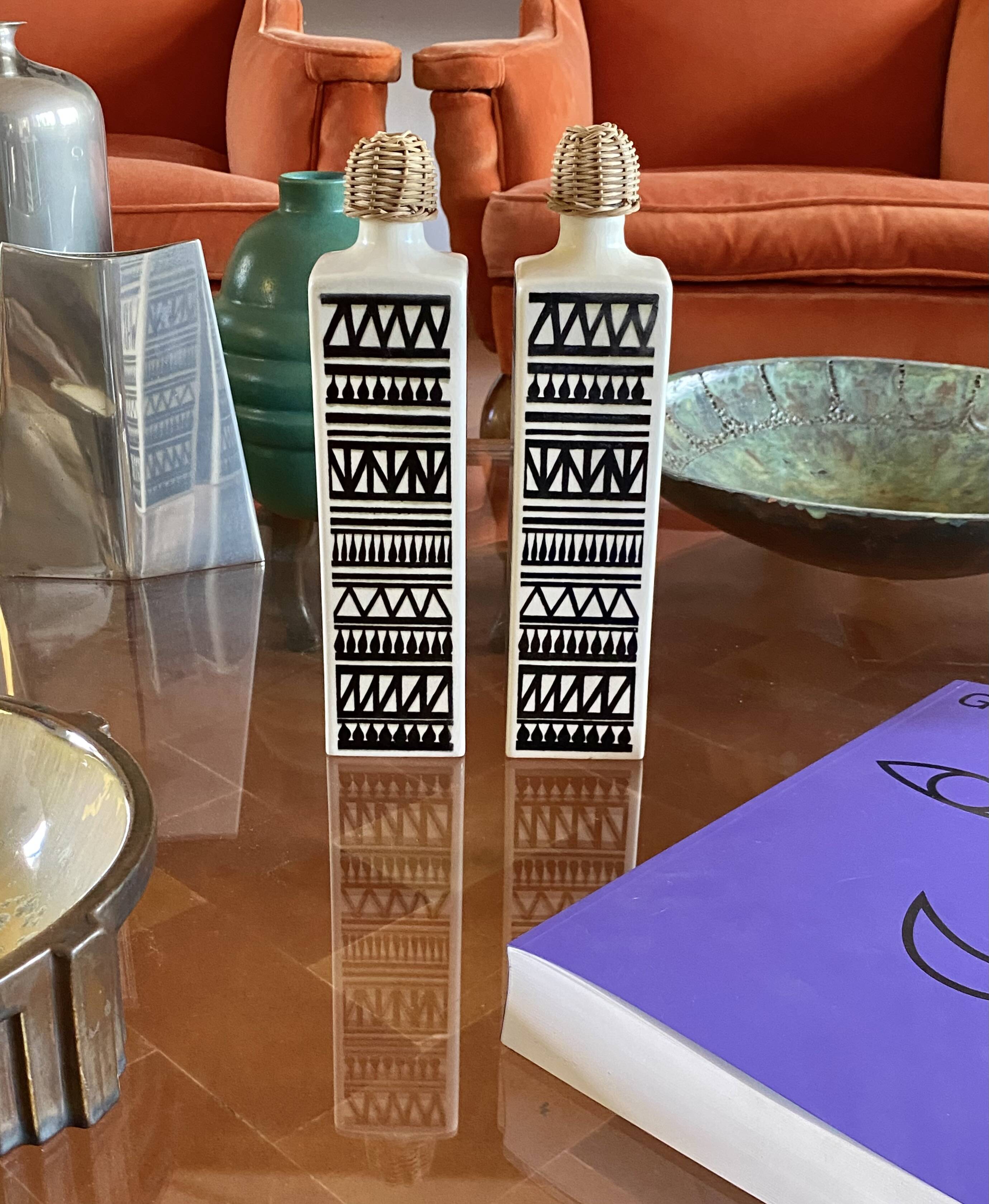 Mid-century set of 2 ceramic bottles, Staffel Limburg Germany, 1960s