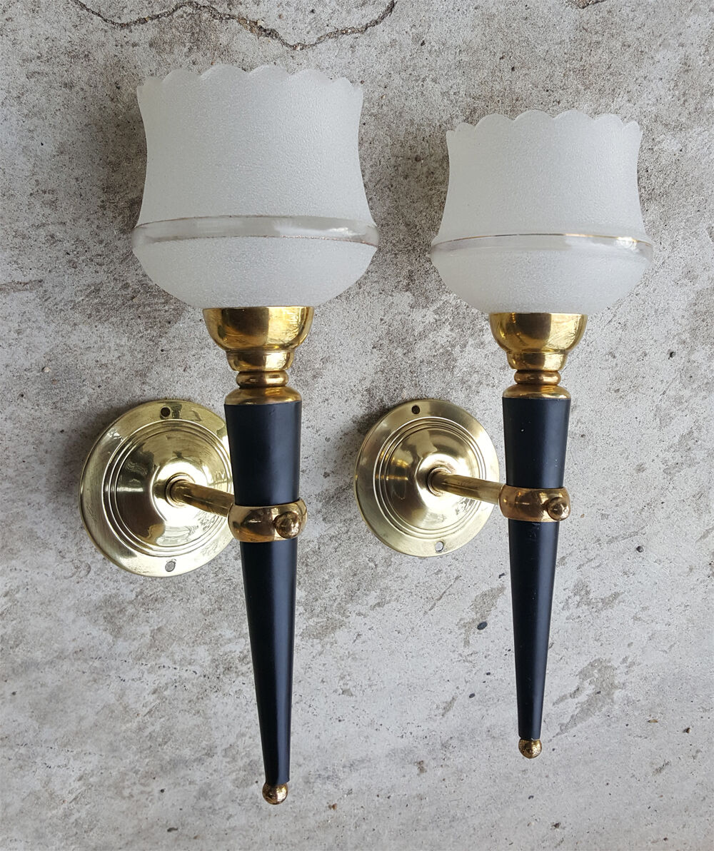 Pair of 60s vintage brass sconces