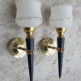 Pair of 60s vintage brass sconces