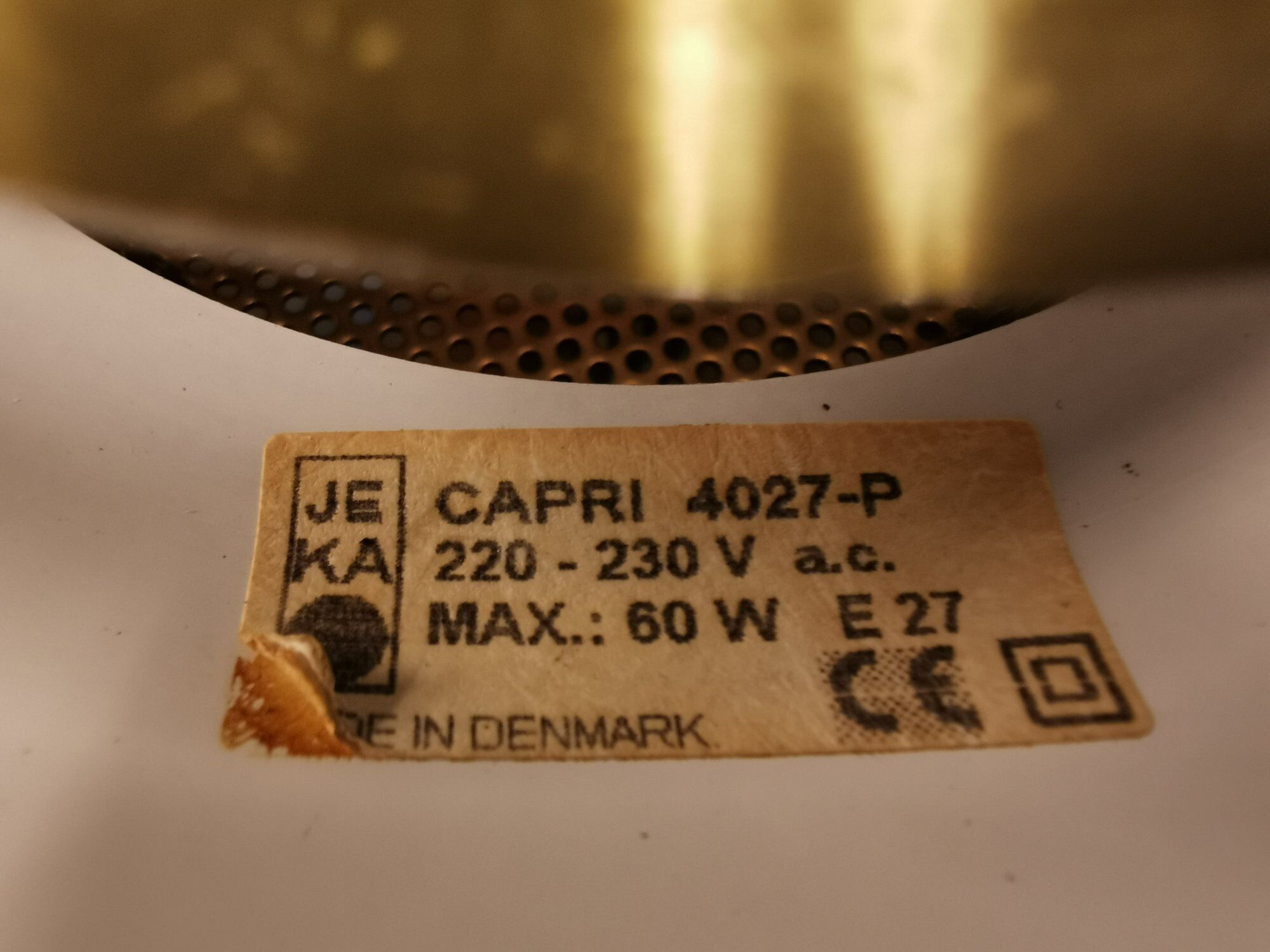 Hanging lamp from the 80s, by Danish JEKA, model Capri.