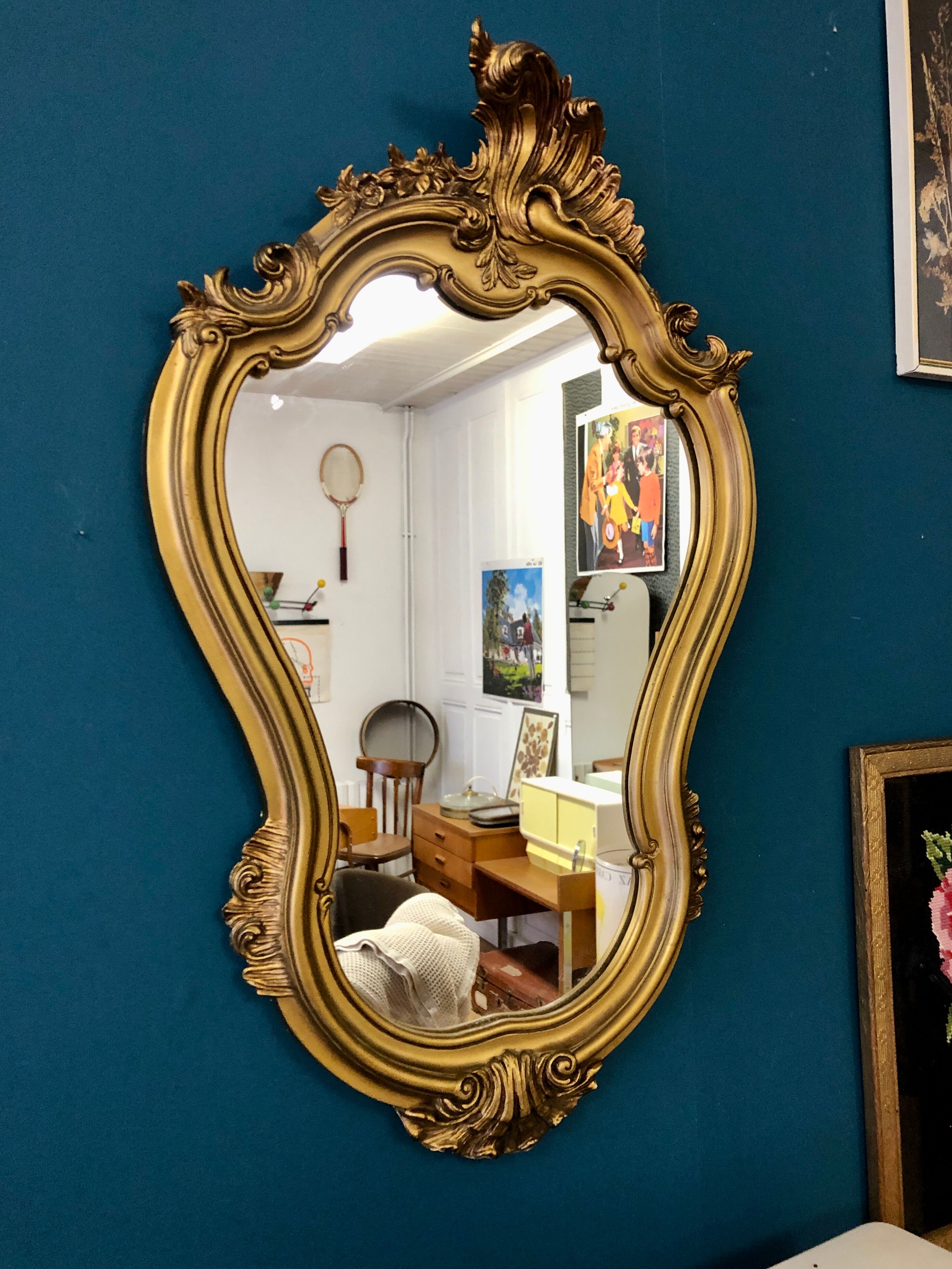 Golden mirror Louis XV style, 60x40 cm