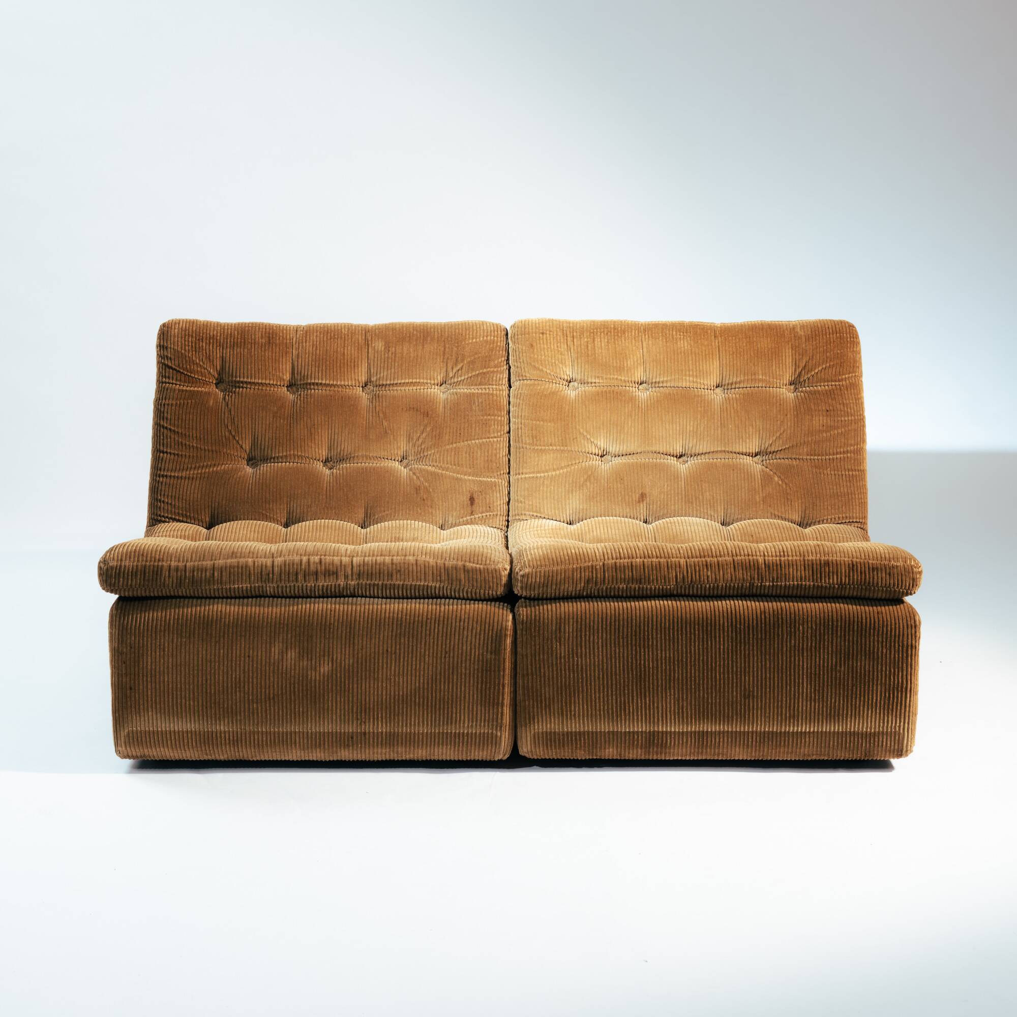 Pair of Modular Armchairs in Brown Corduroy by DUX, Sweden, 1970s