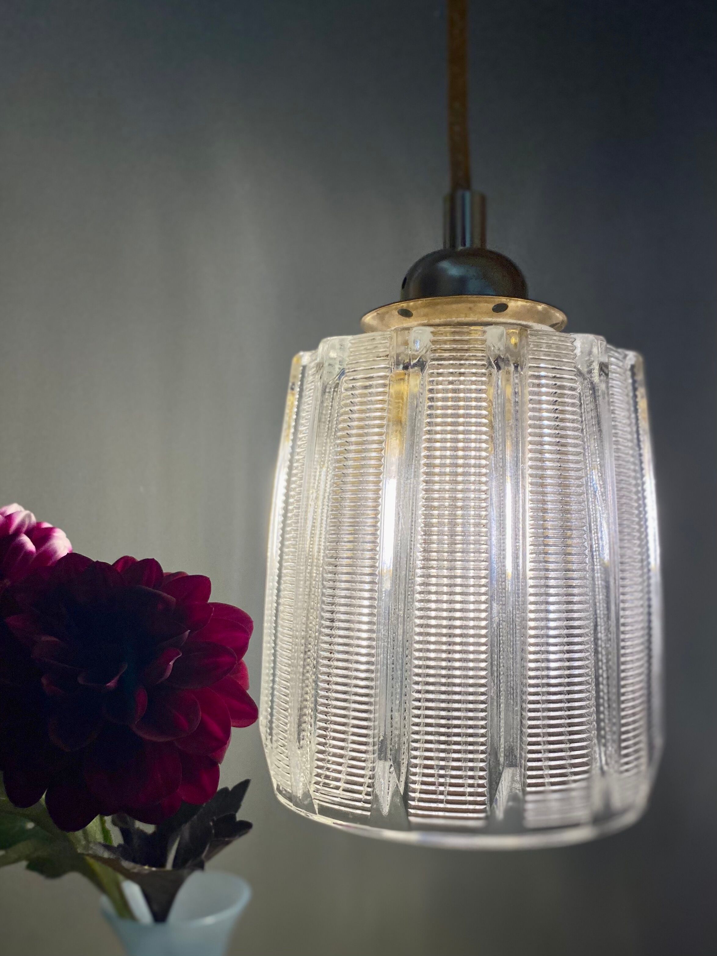 Vintage holophane glass globe lamp