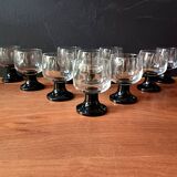 10 14cl glasses on black stems, Luminarc France, Milord 5 model
