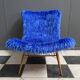 Chaise emblématique Miroslav Navratil tissu moelleux bleu pour Český Nábytek années 1960