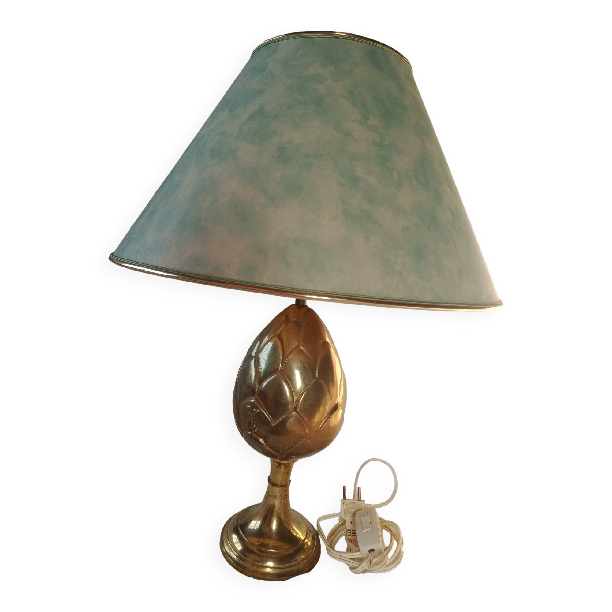 Kronenbourg - "K" hop flower lamp in filled brass and its lampshade