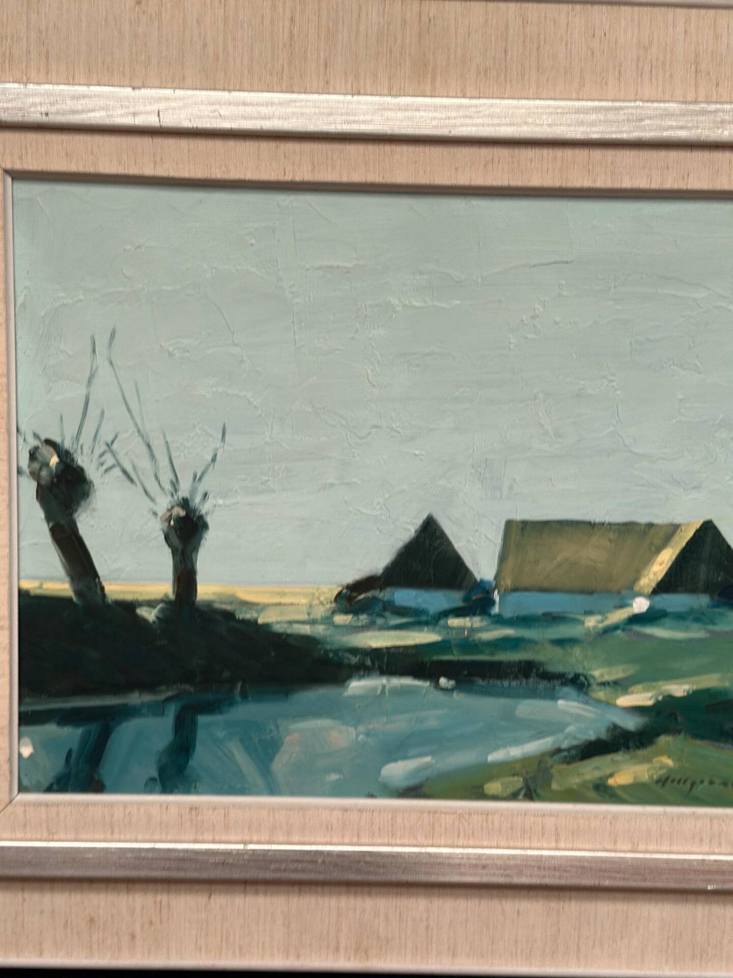 Swedish Oil on Canvas – “Farm by the Lake” by Bengt Hillgrund