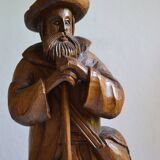 Grande sculpture bois d'un homme avec sa pelle à grain 52 cm