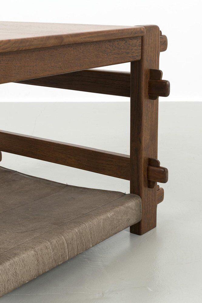Brutalist Coffee Table with Magazine Holder