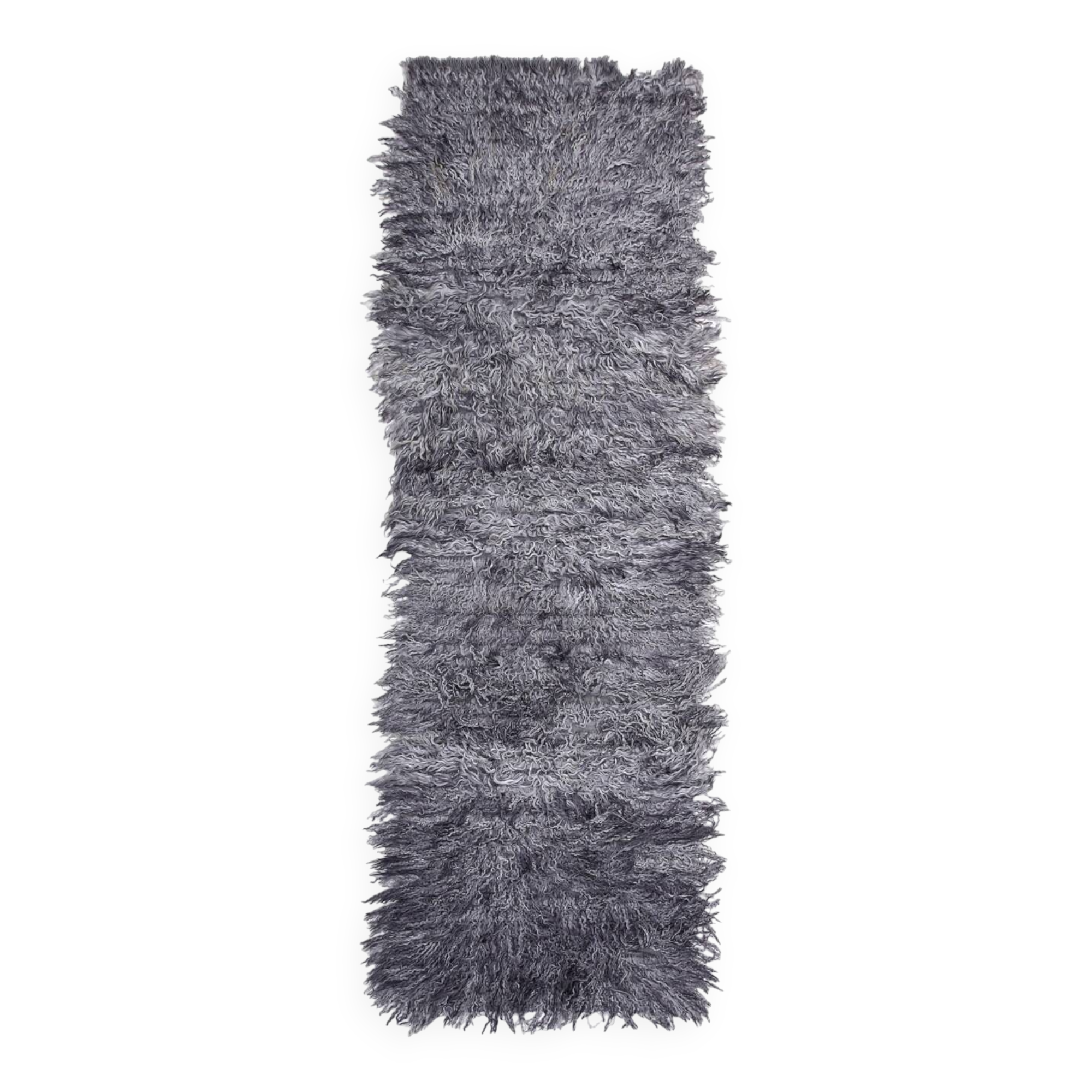 3x11 Gray Handmade %100 Wool Moroccan Runner Rug, 106x345Cm SK70382