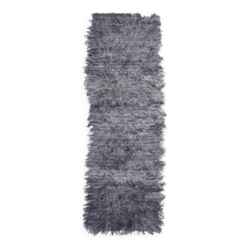 3x11 Gray Handmade %100 Wool Moroccan Runner Rug, 106x345Cm SK70382