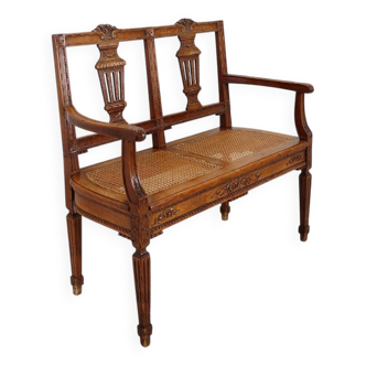 Banc de style néoclassique sculpté de lyres sur le dossier - 20e siècle