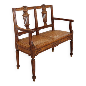 Neoclassical style bench carved lyres on the seat back - 20th