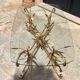 Coffee table ear of wheat in gilded metal