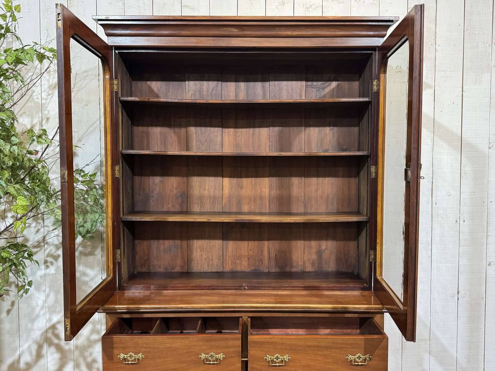 Victorian 19th-century mahogany two-body library
