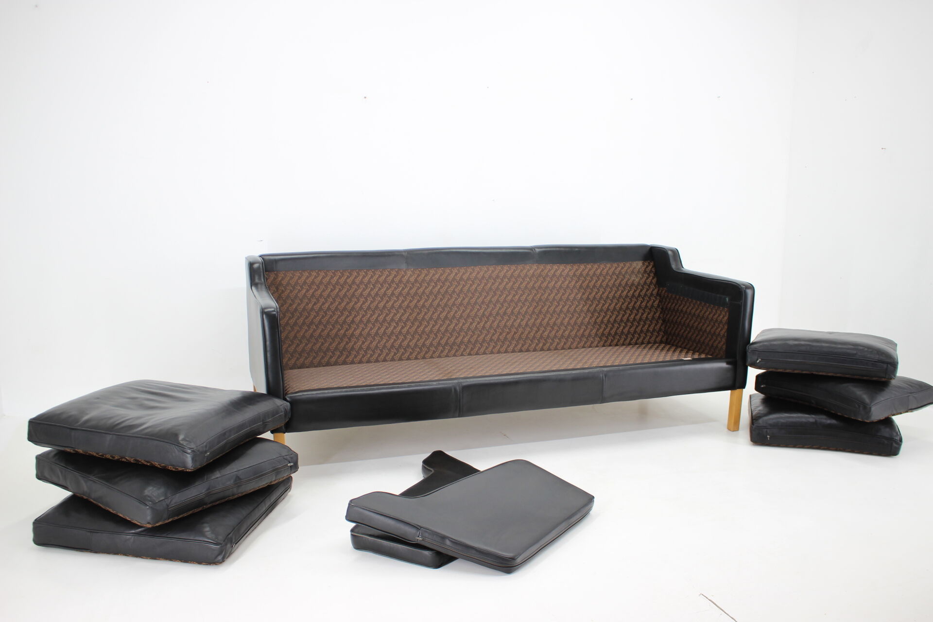 1980s Black Leather 3-Seater Sofa by Stouby, Denmark