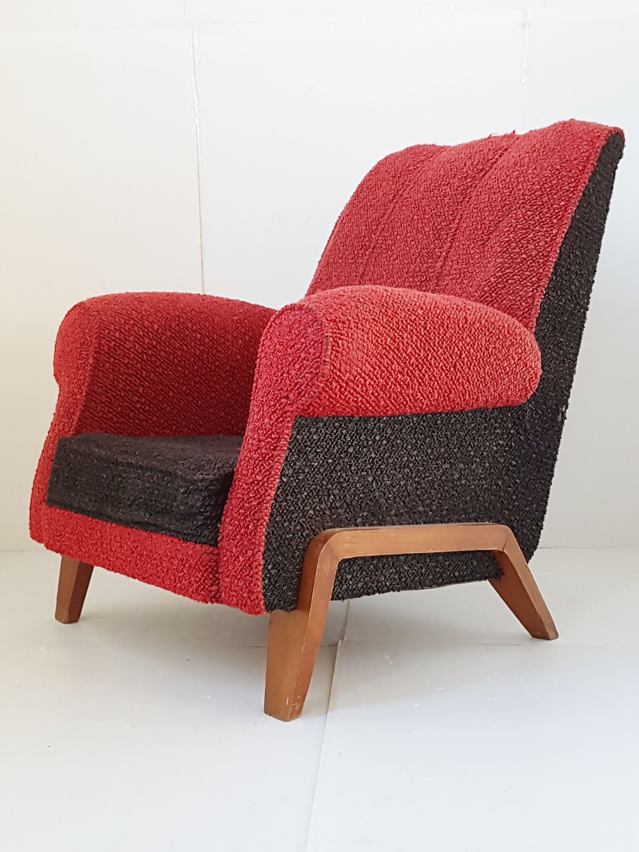 Fauteuil club en laine 1950
