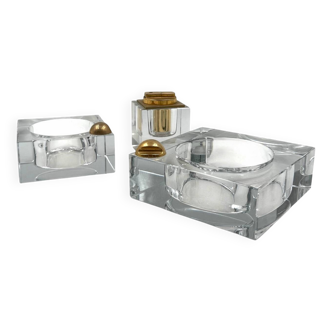 Hollywood regency glass smoking set, France 1970s
