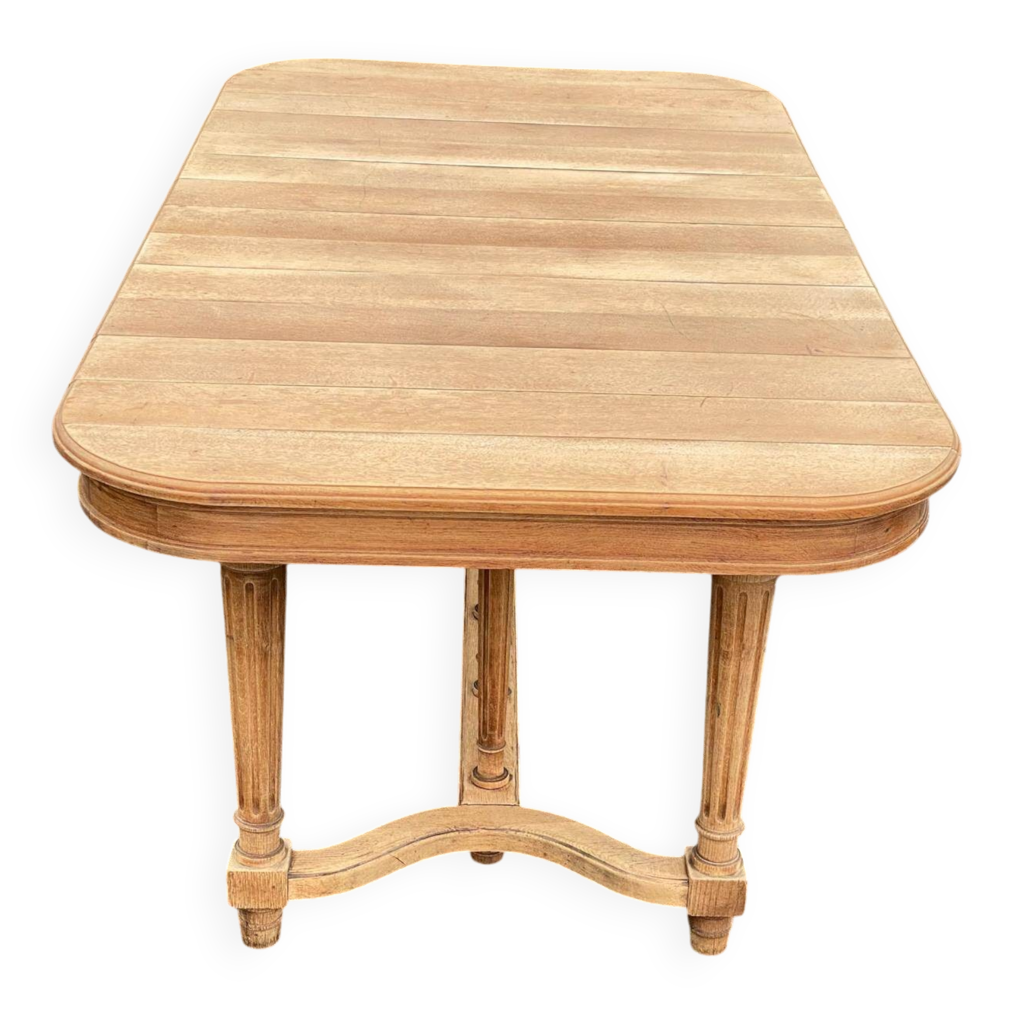 Renovated dining table in solid oak from the 19th century in Napoleon III style.
