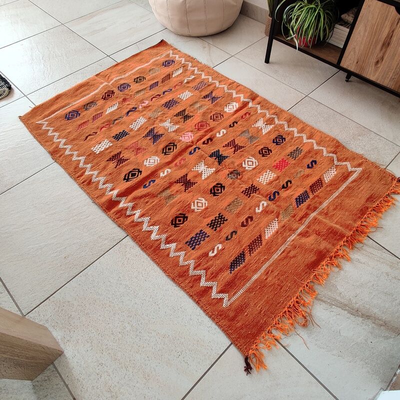 Ethnic Berber carpet Terracotta 95x150 cm