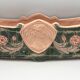 Jardinière with ceramic handles enameled vintage polychrome paint 39.5 cm
