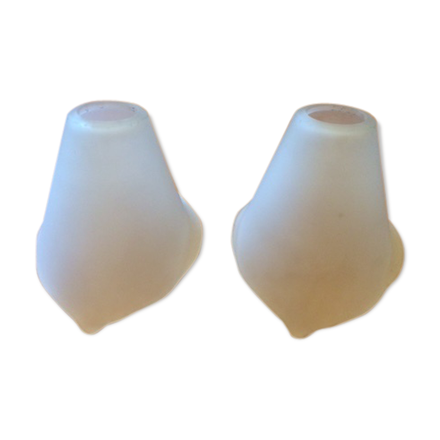 Pair white frosted glass blind