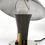 Vintage Bauhaus bedside lamp in brown bakelite and chrome, 1930s